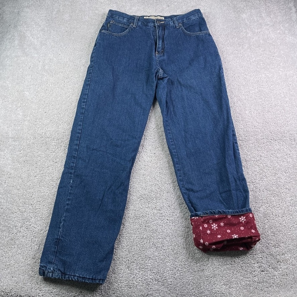 Cabelas Jeans Womens 12 Blue Fleece Lined Dark Wash Cotton Denim Outdoors‎
